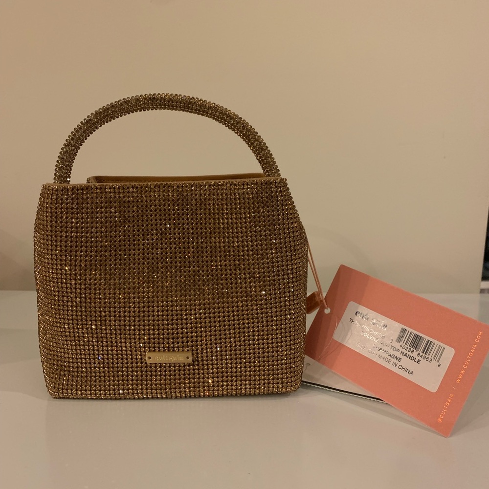 Brand New Cult Gaia Solene Top Handle Mini Bag in Champagne